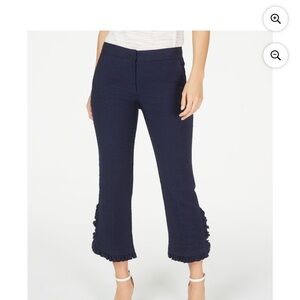 Trina Turk Navy Cropped Pants with Ruffle Hem